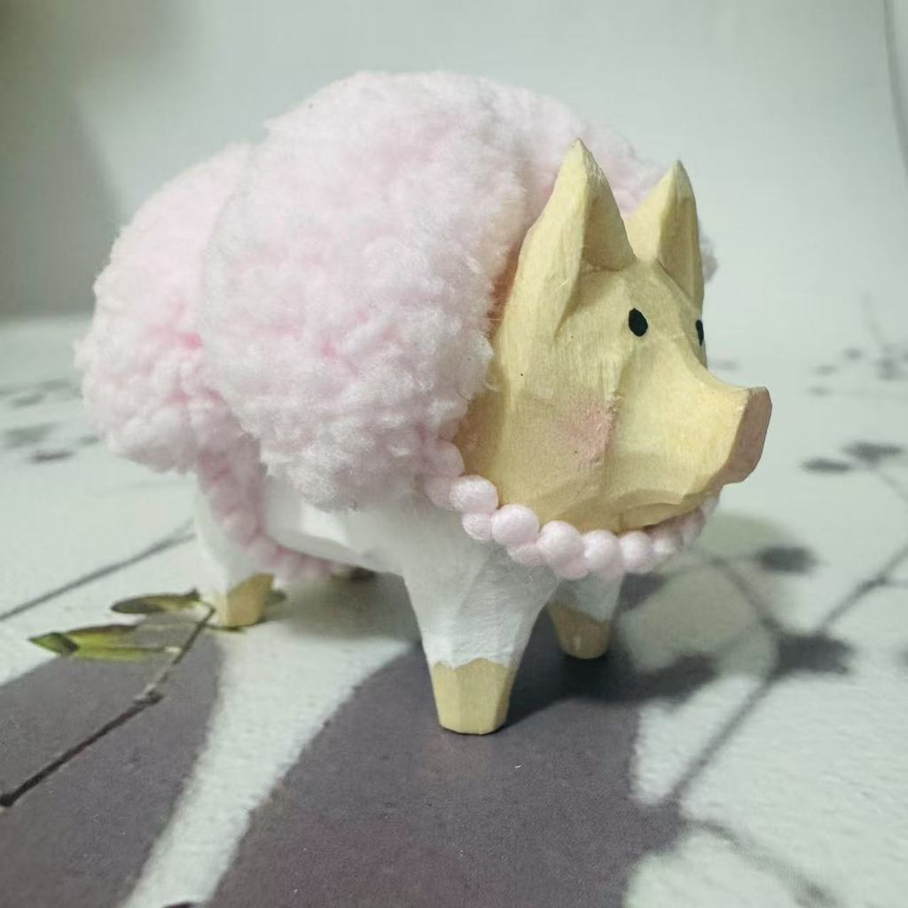 

Wooden Pig Carving Figurine With Relaxing Design For Home Decor And Giftgiving розовый