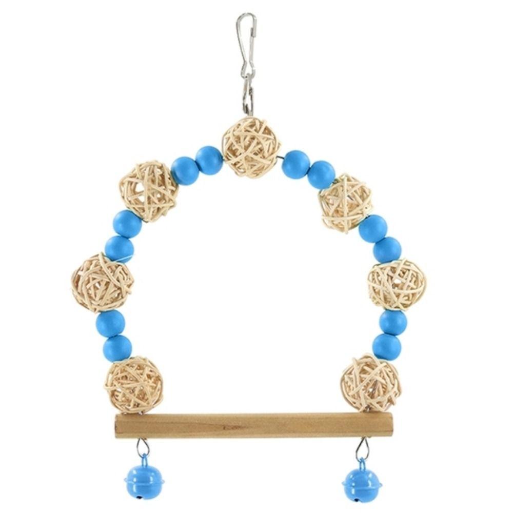 

Аксессуары для клетки Деревянная жевательная игрушка для попугаев Жердочки для попугаев Стойка Игрушка из ротангового шара Игрушка-качели для птиц синий