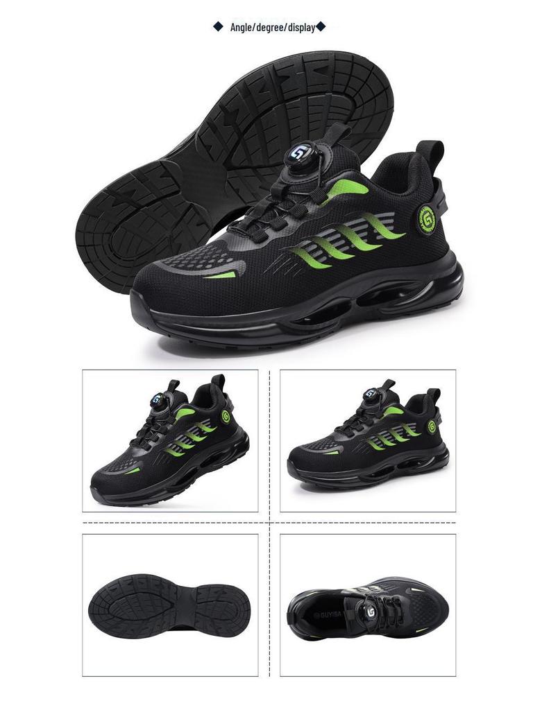 Pantofi de siguranță pentru bărbați ușori cu vârf de oțel - design anti-zdrobire, anti-punctură, cu cataramă rotativă pentru lucrări de construcții de toamnă/iarnă