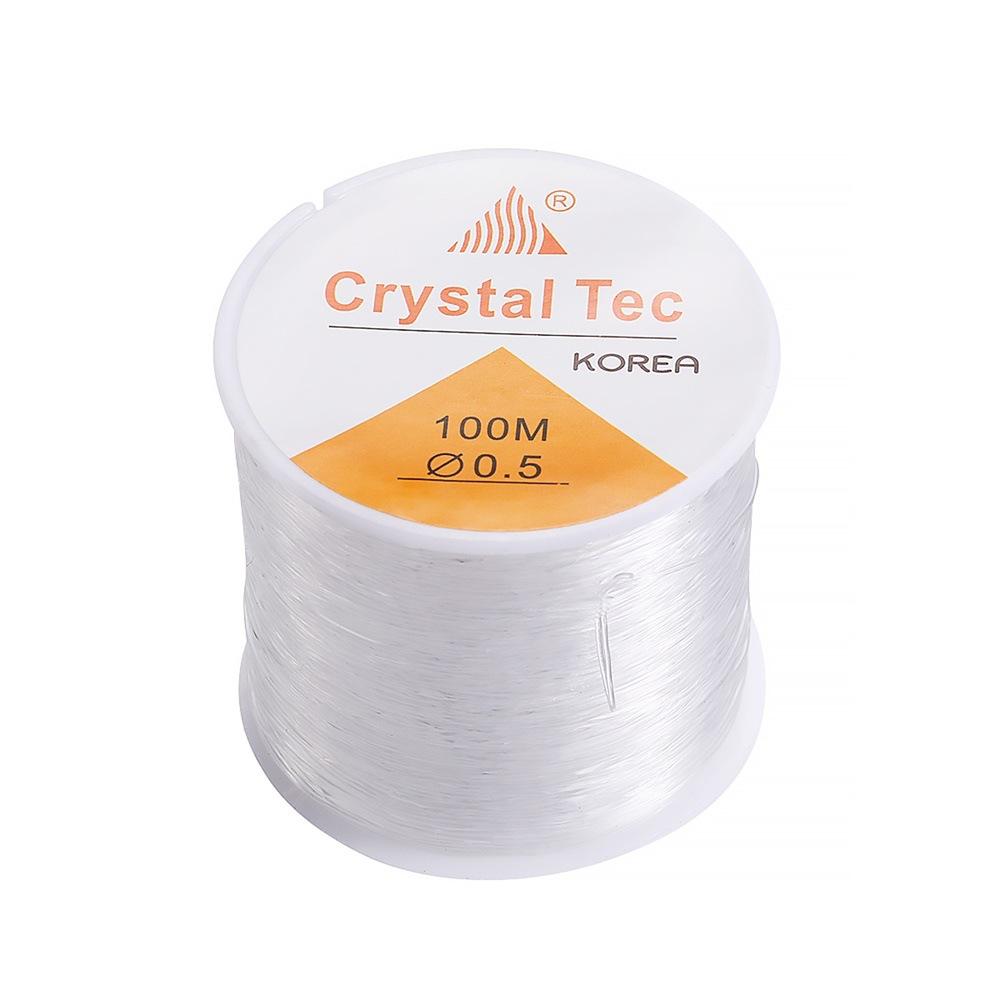 Cordón de Cristal Elástico Fuerte de 100m Hilo para Abalorios Fabricación de Joyería DIY Collar Pulsera Cordón Elástico Grosor 0.5-1mm