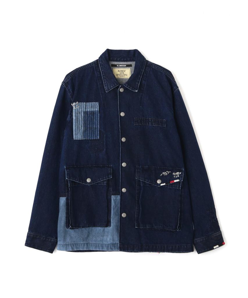 AVIREX RESTORE COLLECTION REPAIR CUSTOM & EMB UTILITY SHIRT JACKET Indigo L 783-5220015