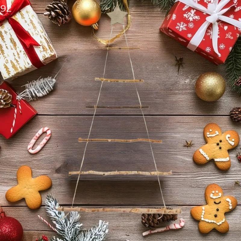 Hanging Wooden Christmas Decorations 1/5/7 Tiers, DIY Xmas Wall Decor for Indoor Outdoor, Window Home Door Ornament