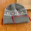 Snow Pattern Knitted Wool Hat for Women In Winter Jacquard Fair Island Style Warm Baotou Hat New Christmas Hat