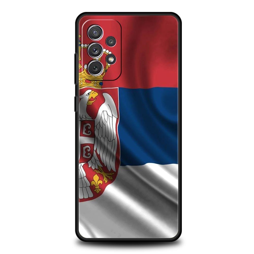 Phone Case For Samsung Galaxy A15 A13 A51 A71 A41 A31 A21S A03S A05 A35 A32 A55 A23 A25 A33 A53 A73 5G Serbia Flag TPU Cover