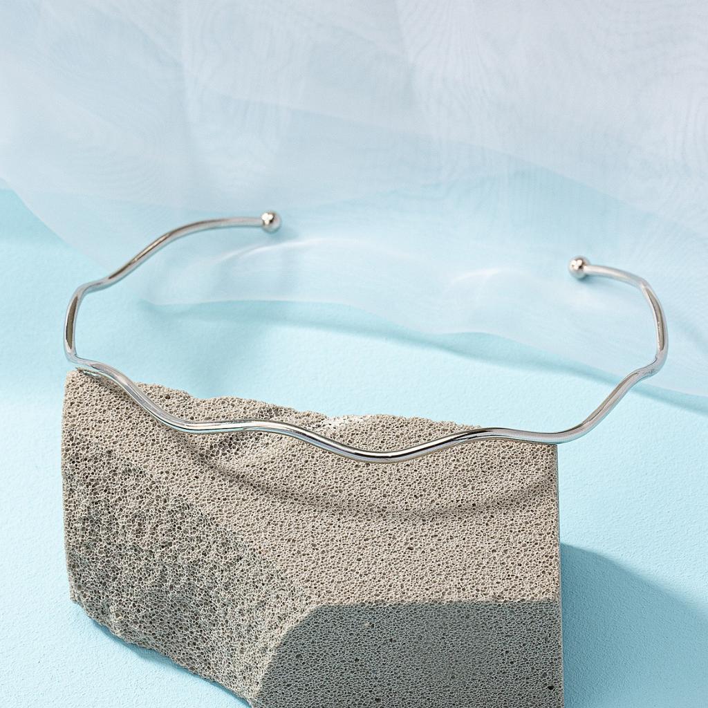 Gold Und Silber Minimalistischer Wellenkragen Für Männer Und Frauen Paare Mit Dem Gleichen Exquisiten Temperament Sommer Halskette Schmuck