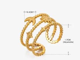 Wholesale High End Waterproof Three-dimensional M Letter Hollow Stainless Steel Finger Ring Trendy for Women Personalize Jewelry