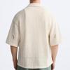 Zara Volná korálková háčkovaná košile s krátkým rukávem Pánské košile Off-White 0881304-712