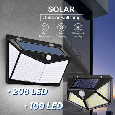 208/100 LED Solar Wall Lamp Waterproof Wireless Security Motion Sensor Light 3 Light Modes for Garden Pathway Walkway Front Door