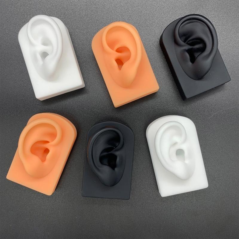 Ear Silicone Model Practice Body Piercing Teaching Tool Earring for Jewelry Display Can Be Reused 1:1 Simulation Human