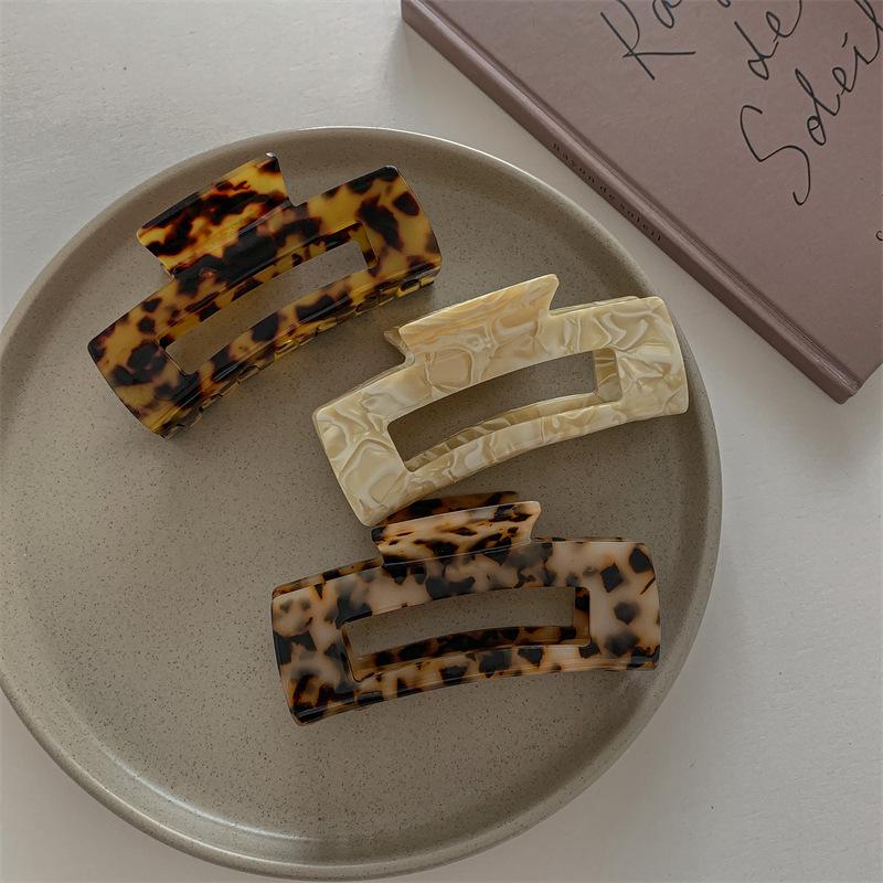 Retro Korean Leopard Print Acetate Hair Claw Clip for Women - French Style