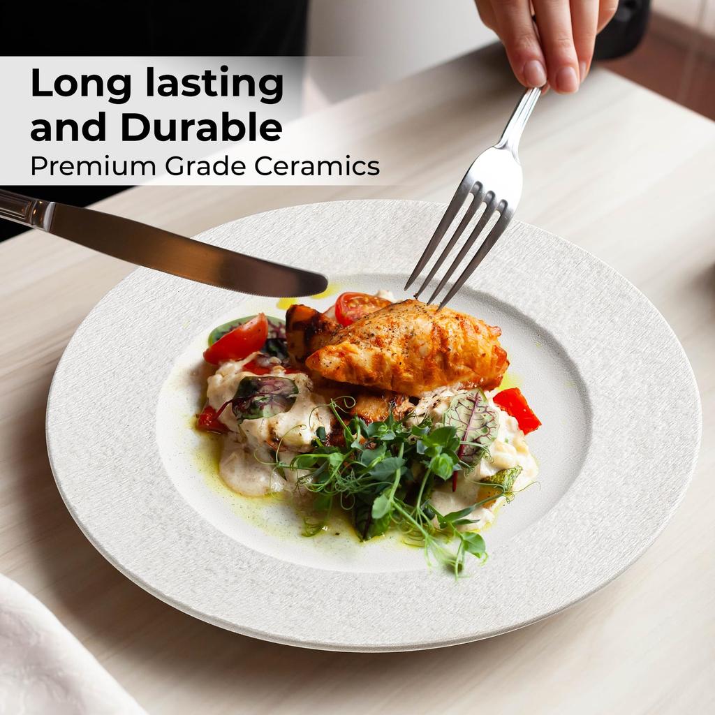 MIAMIO Dinner Plate Set of 4 Ceramic Plate Dinnerware Set Modern Microwave and Dishwasher Safe Oasis Collection - 23cm, / Set, - Plates, -