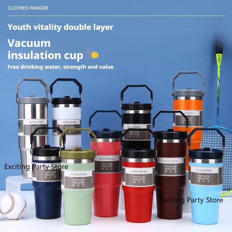 American 304 StainlessSteel Insulated Cup 30/20oz Capacity Hand-held CarCup Outdoor Portable Cold Preservation Ice Box Water Cup