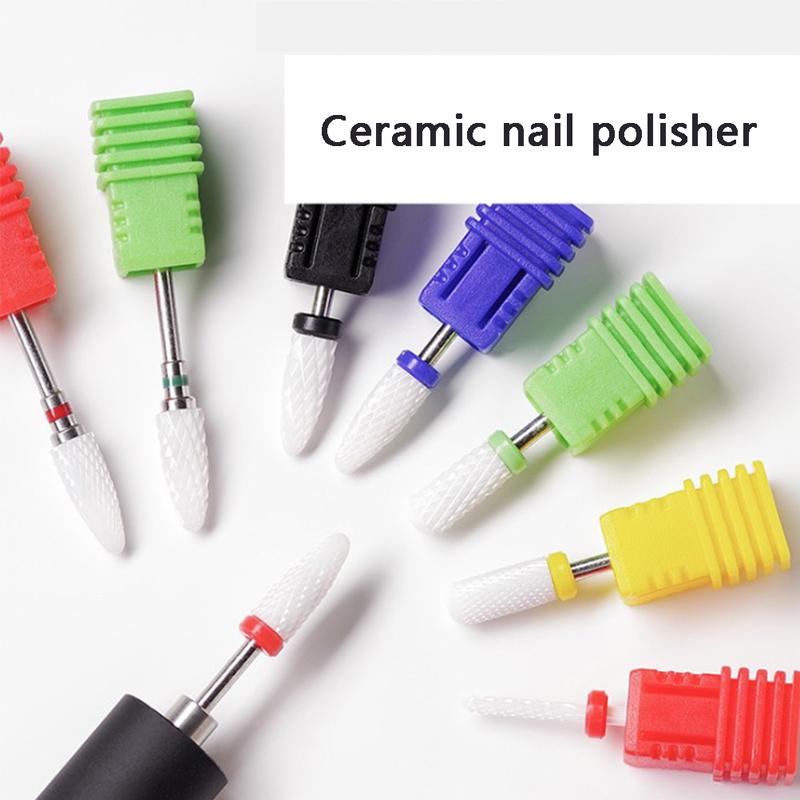 Ceramic Nail Drill Bit Art Smooth Flat Top Rotary Manicure Pedicure 3/32" Shank