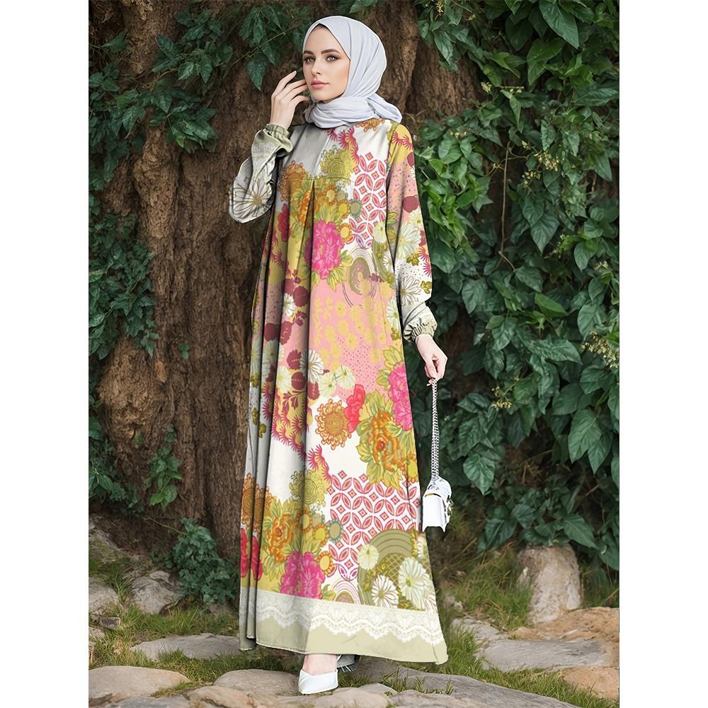 

Мусульманские женские халаты, свободный повседневный стиль, уникальный узор, подходят для повседневной носки, удобные и элегантные, рекомендованы в 2025 году 5XL оранжевый