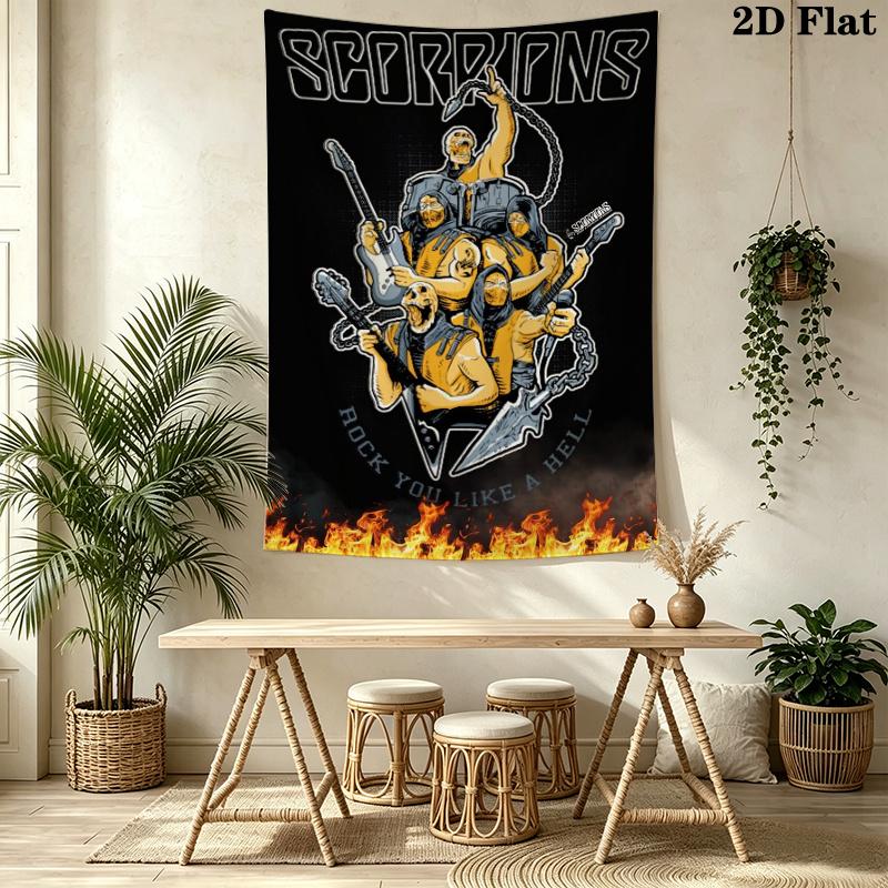 Scorpions Band Wall Tapestry Aesthetic Wall Hanging Printed Fabric Blanket Decorative Tapestries for Bedroom Living Room Home Decor