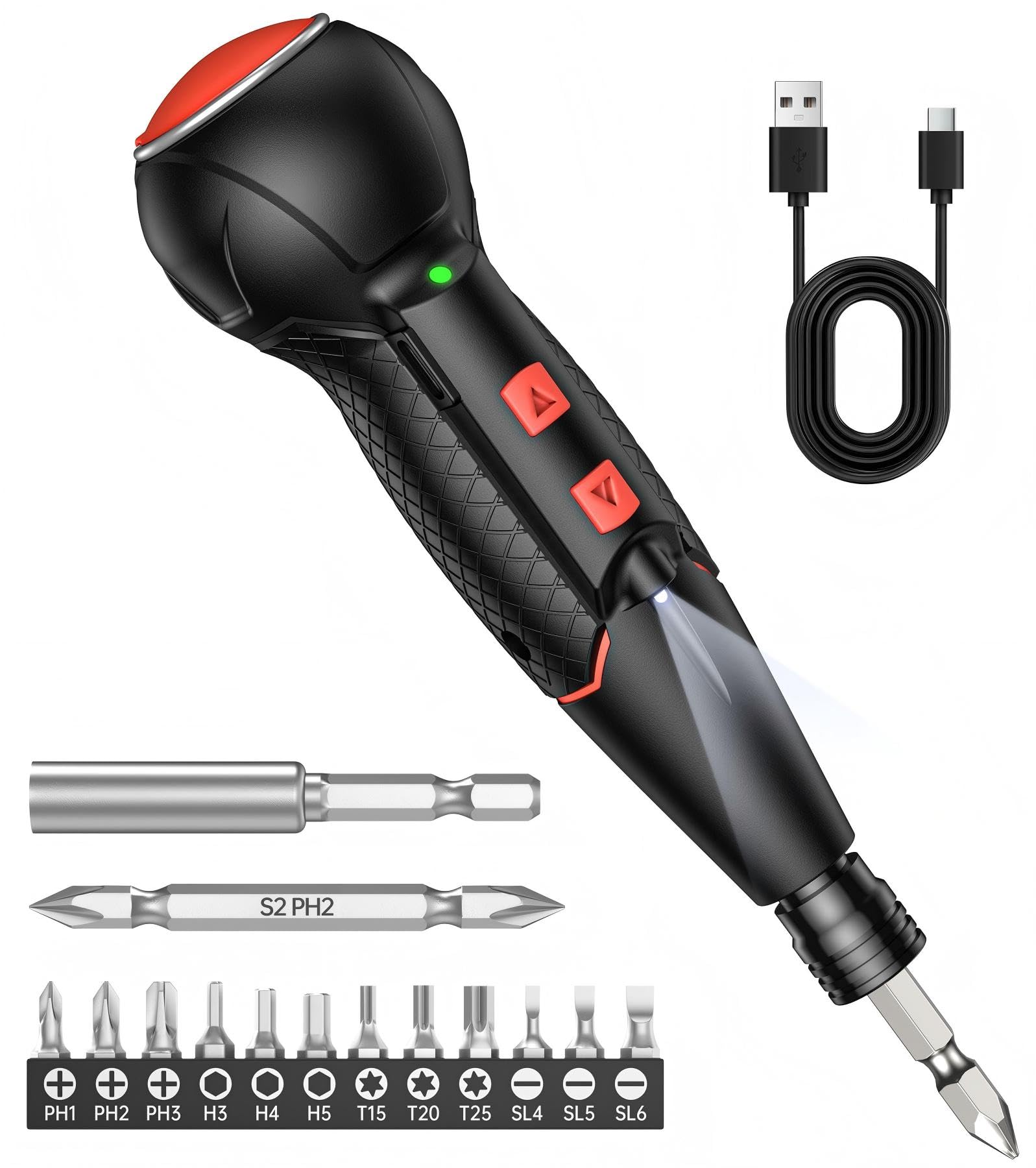 

AAL Compact Electric Screwdriver Enhanced Ideal for Beginners and Max LED USB 14 Ergonomic Easy to Home Japanese Instruction Manual Included [2025