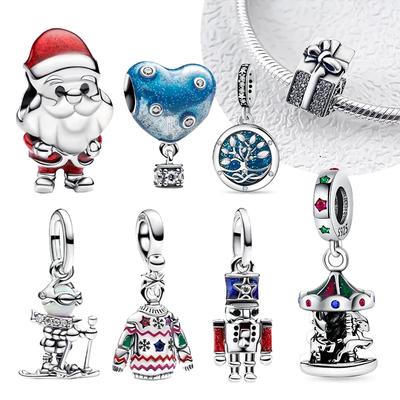 Newcopper Christmas Tree Santa Carousel Charms Heart Exquisite Beads Fit Original Bracelet Diy Fine Jewelry Gifts For Women