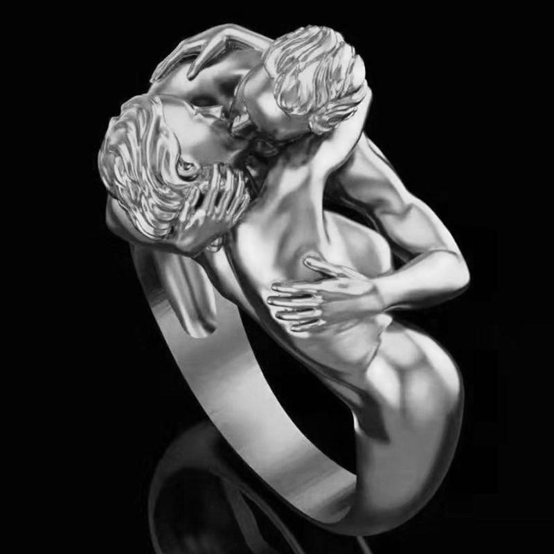 

European and American Fashion Rings, Male and Female Character Couple Rings, Exaggerated Love Series 11
