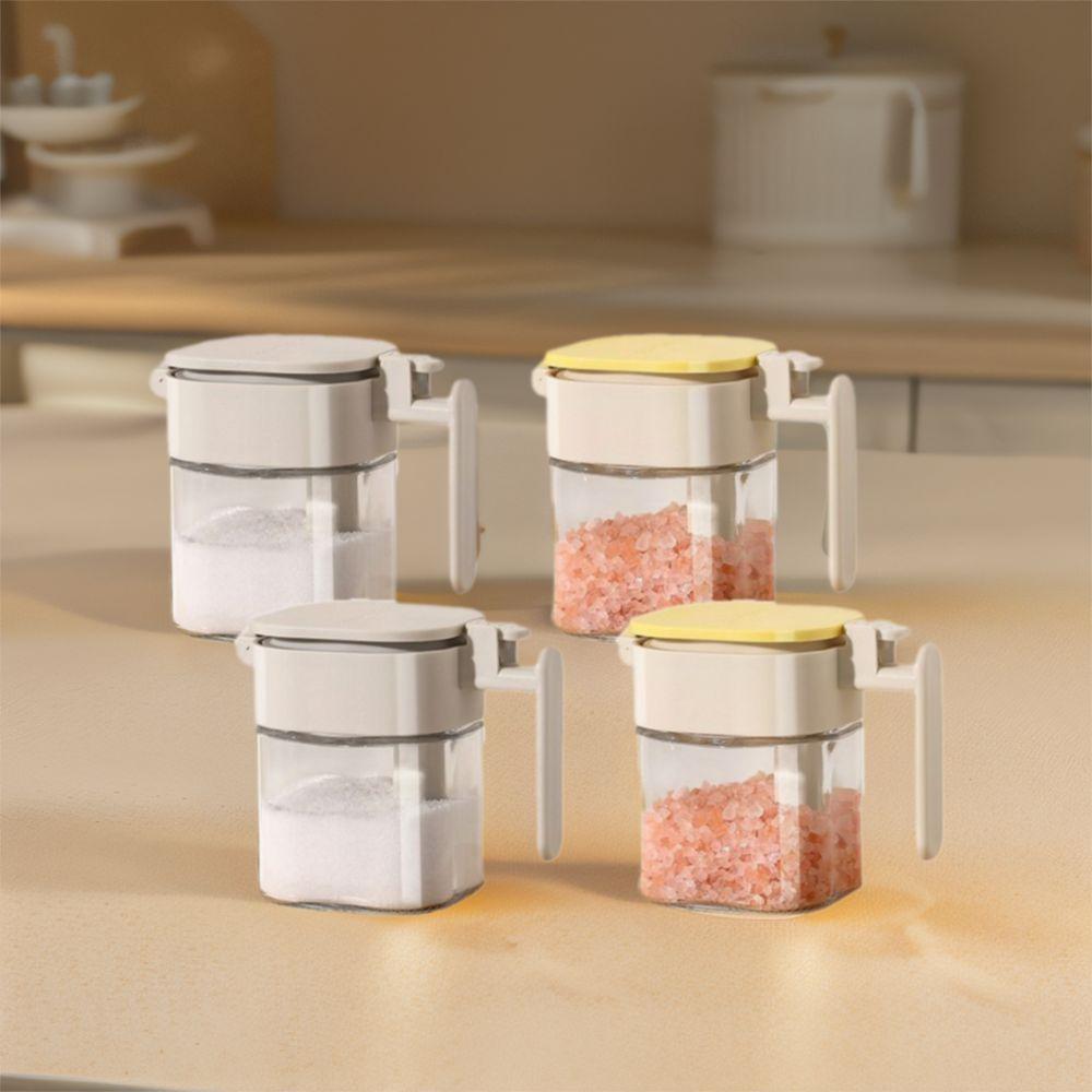 Sealed Glass Seasoning Jar Moisture-Proof Dustproof Sugar and Salt Container with Spoon Leak-proof Seasoning Jar Bottle for Home