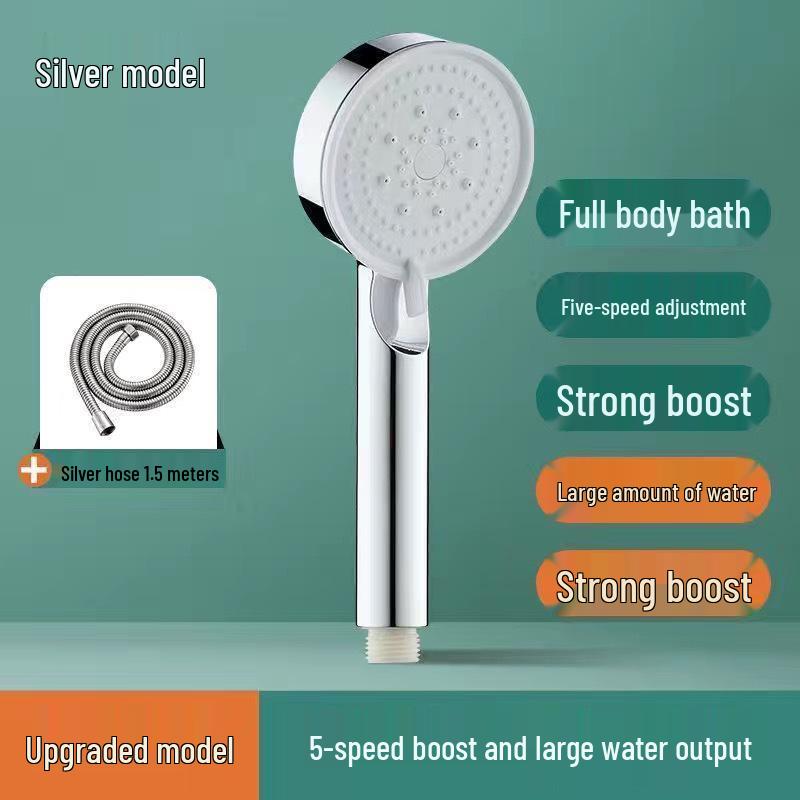Black Warrior Handheld Shower Set: Five-Speed Booster Shower Head for Bathroom