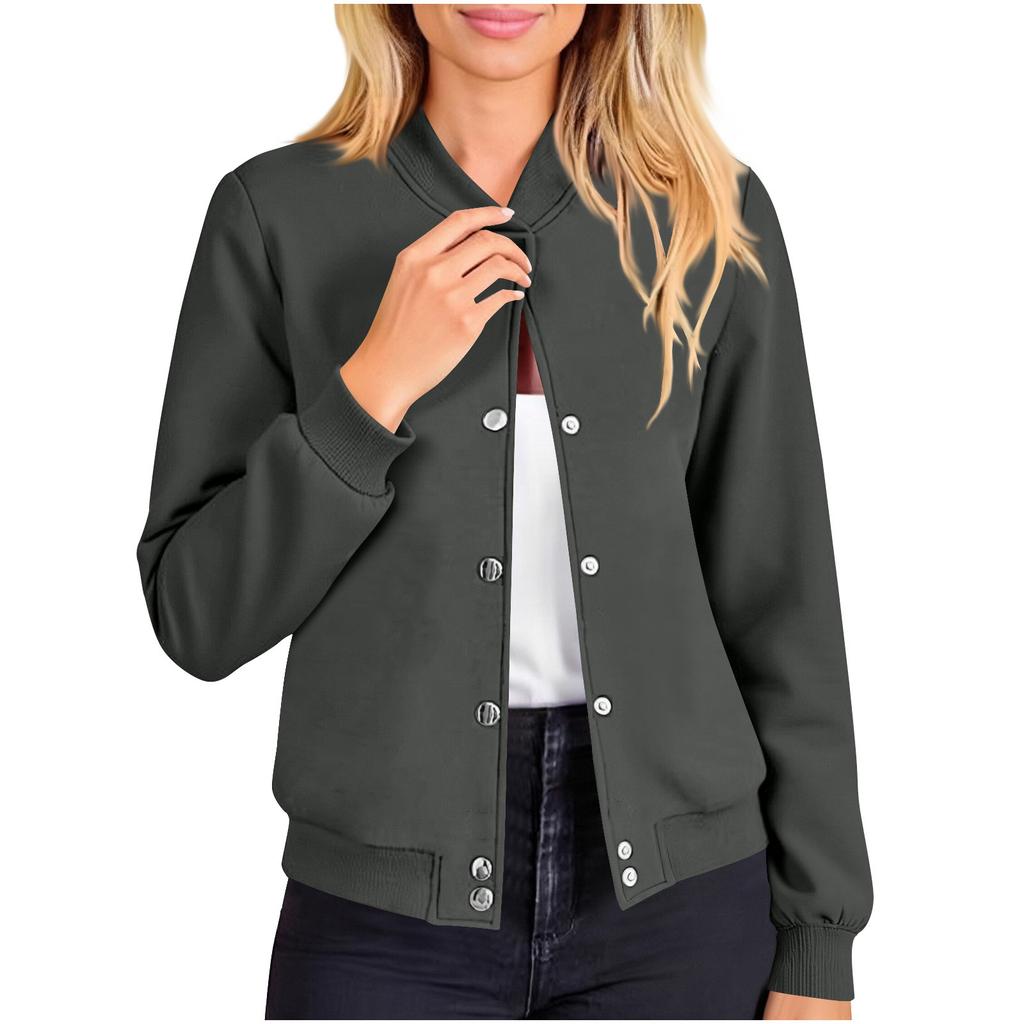 Women's Casual Loose Fit Long Sleeve Hoodie Jacket with Stand Collar for Street