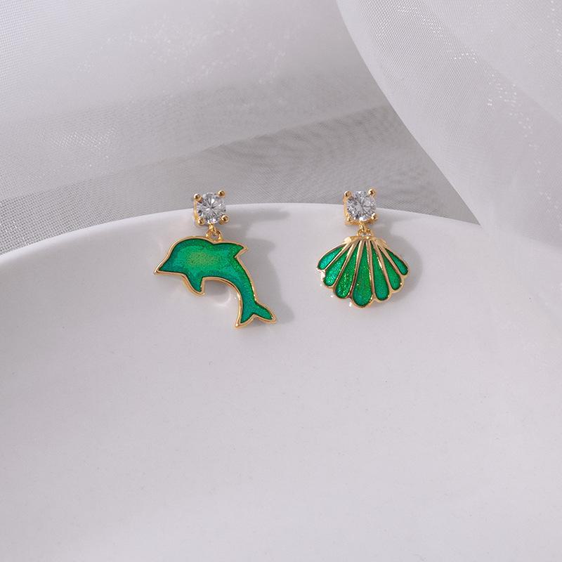 

Серьги Banyan Tree S925 из корейского серебра в виде дельфина для женщин — простой, модный дизайн ES1802 зелёный