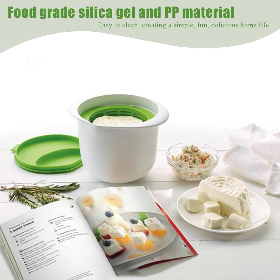 Form Silikon Käse Tofu Presse zur Käseherstellung zu Hause, mit Filterablauf und benutzerfreundlichem Design, inklusive einem grünen Käseformstempel