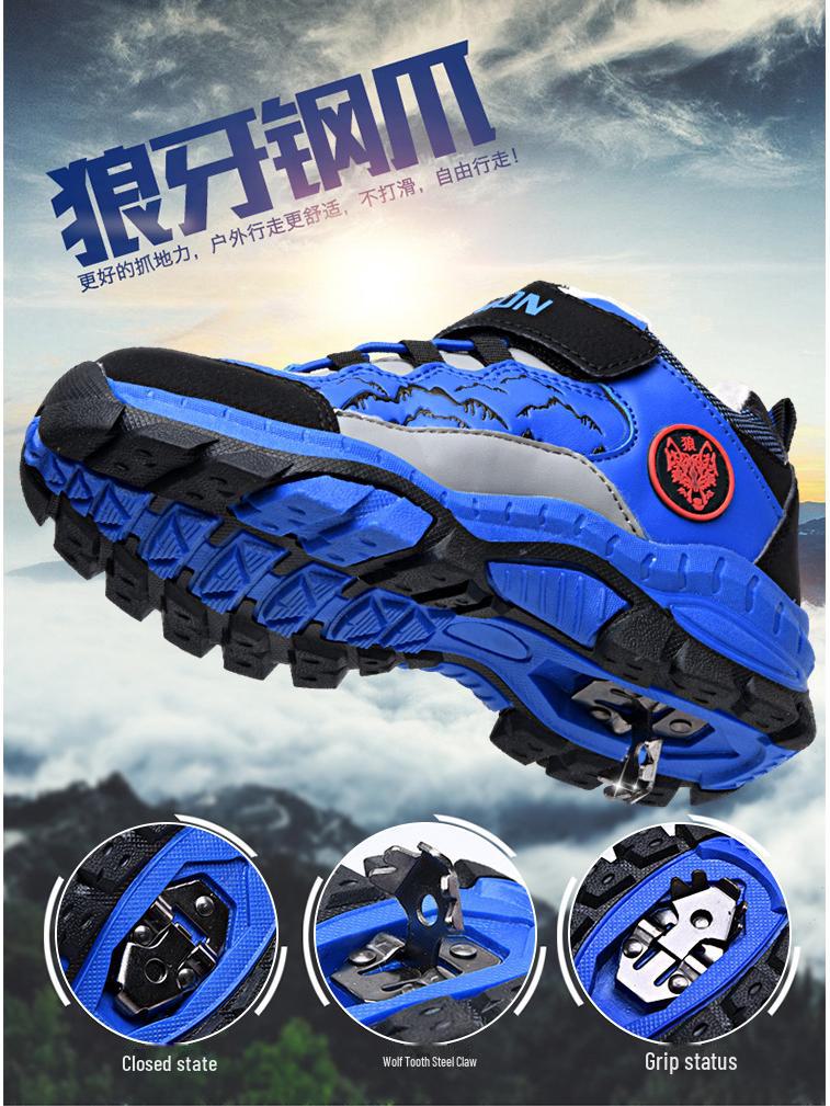 Children's Winter Non-Slip Velvet-Lined Snow Boots for Boys and Girls, Mid-Calf, Warm, Leather