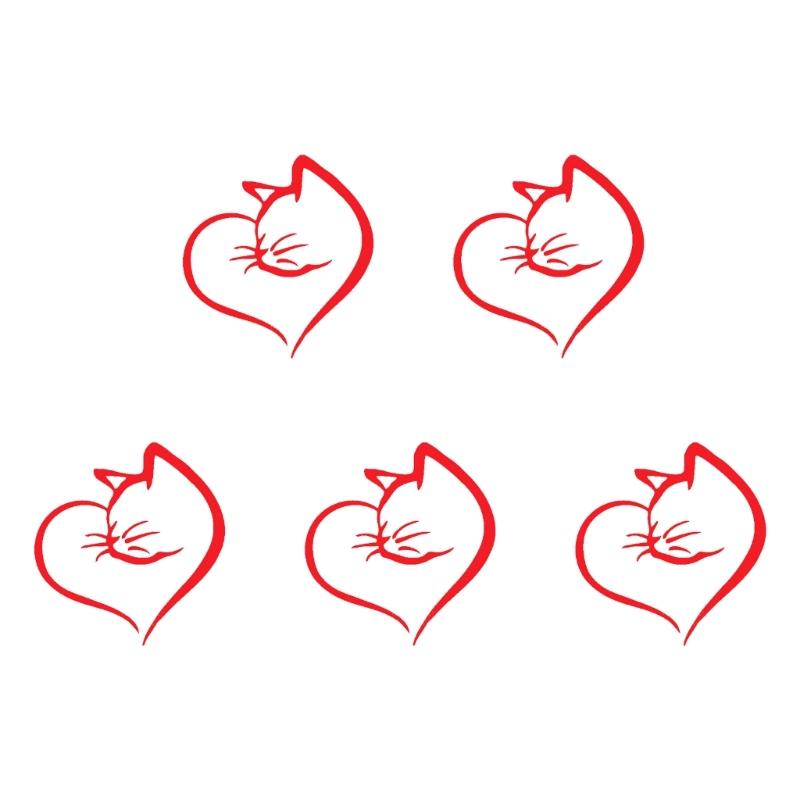 Creative Cats &Heart Pattern Car Sticker Reflective Safety Decal Strong PVC Decal for Vehicle Glass Night Driving