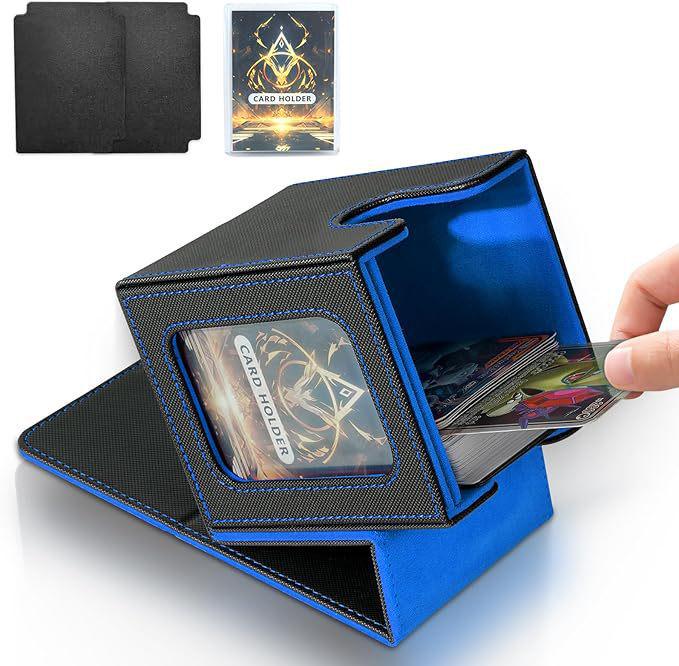 Windowed PU Leather Card Box for 100+ Yu-Gi-Oh, Hero Duel, MTG Cards
