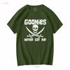 The Goonies Never Say Die Distressed Design T Shirt vintage Washed Comfortable graphic Top For Everyday Wear fashion Stretched