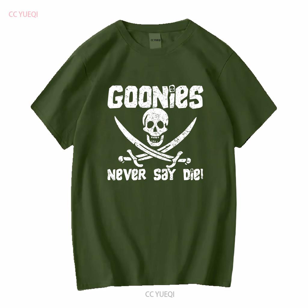 The Goonies Never Say Die Distressed Design T Shirt vintage Washed Comfortable graphic Top For Everyday Wear fashion Stretched