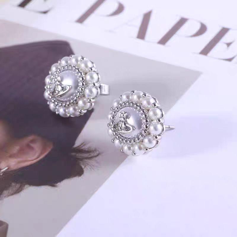 Kaiserinwitwe Sonnenblume Perle Saturn Ohrstecker - High-End Luxus Design