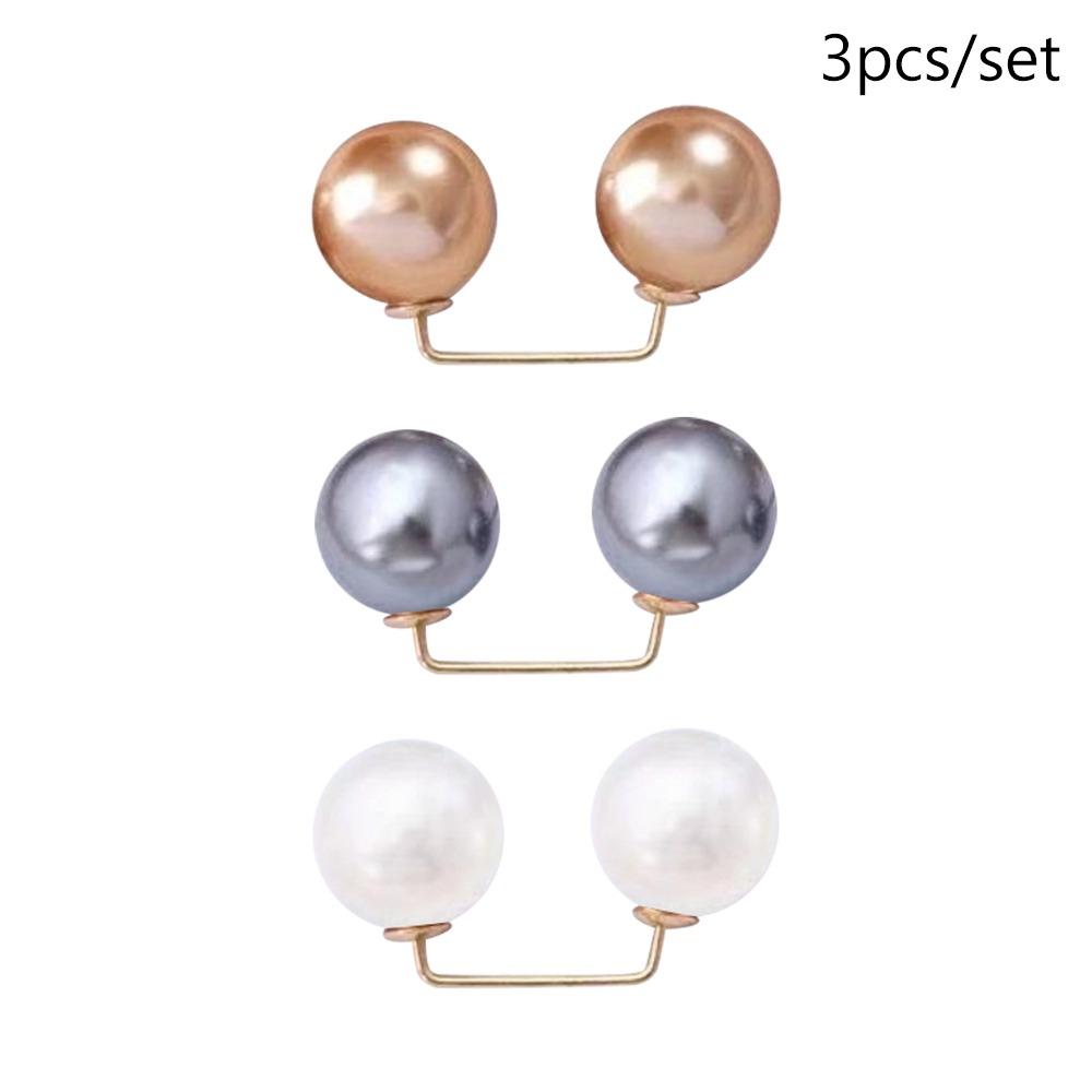 3/6/8PCS Adjustable Collar Clip Pearl Brooch Non-Slip Brooches New Safety Pins  Dress Decoration