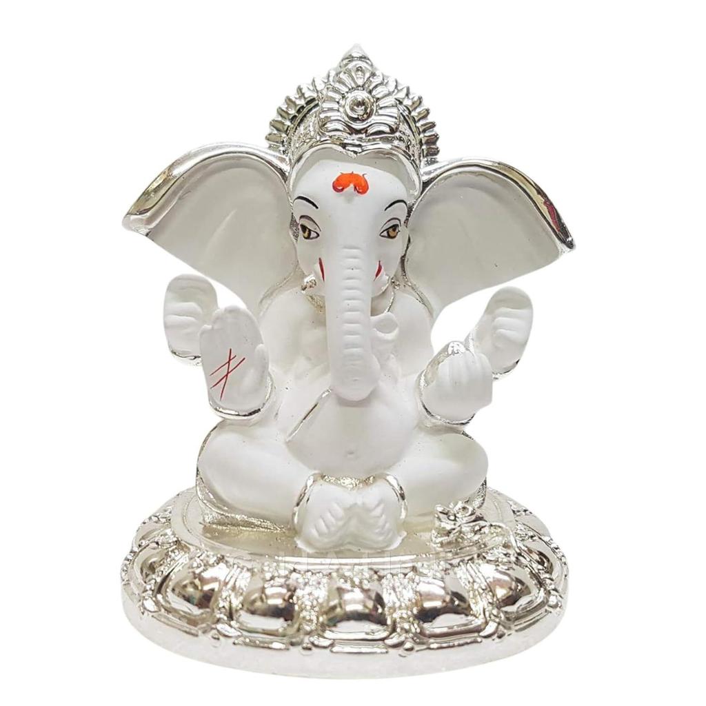 Ceramic Ganesh Idol For Car Dashboard Ganesha Murti Ganpati Idol For Home Decor Puja Lord Ganesh Statue Gift