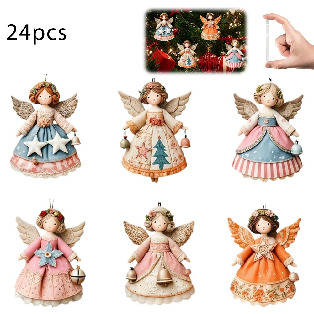 Wooden Christmas Angel Pendant Handcrafted Holiday Gift for Tree Decor Peace Symbol Lightweight Portable Festive Ornament