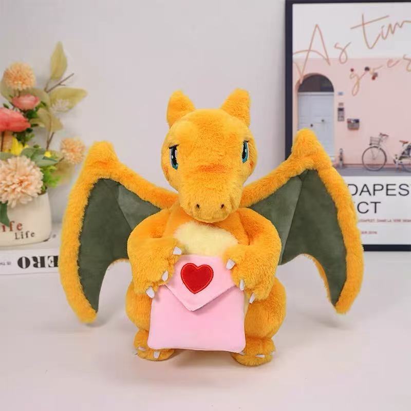 Valentine's Day Limited Edition Doll Lovely Super Soft Charizard Plush Holding a Love Letter In Hand Toy Pikachu Gengar Gift Kid