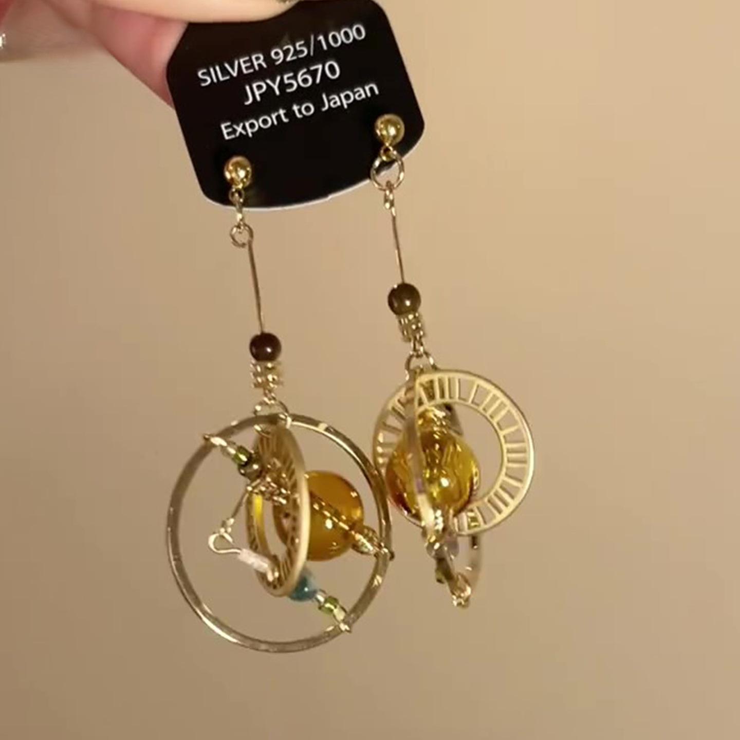 Хрустальные полые круглые серьги-подвески ретро нишевый темперамент универсальные серьги легкая роскошь серьги женские