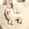 Trendy Samoyed Dog PU Leather Keychain Animal Charm for Purse Decoration