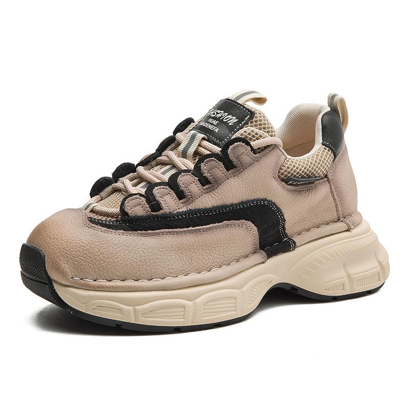 Fashion 4cm Air Mesh Genuine Leather Women Boots Motorcycle Fashion Moccasins Summer Chunky Sneaker Loafer Ankle Booties Shoes