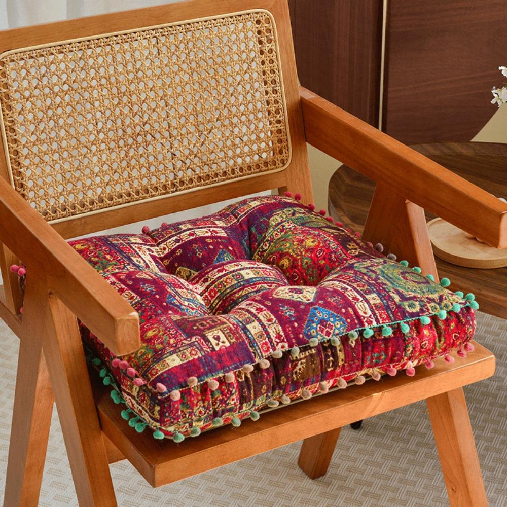 

New Soft Tatami Cushion Large Thicken Floor Mat Square Bohemian Style Yoga Seat Cushion For Home Balcony Window красный