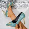 Snake-patterned fashionable pointed-toe high-heeled women's  new style shallow-mouth European-style formal dress single shoes