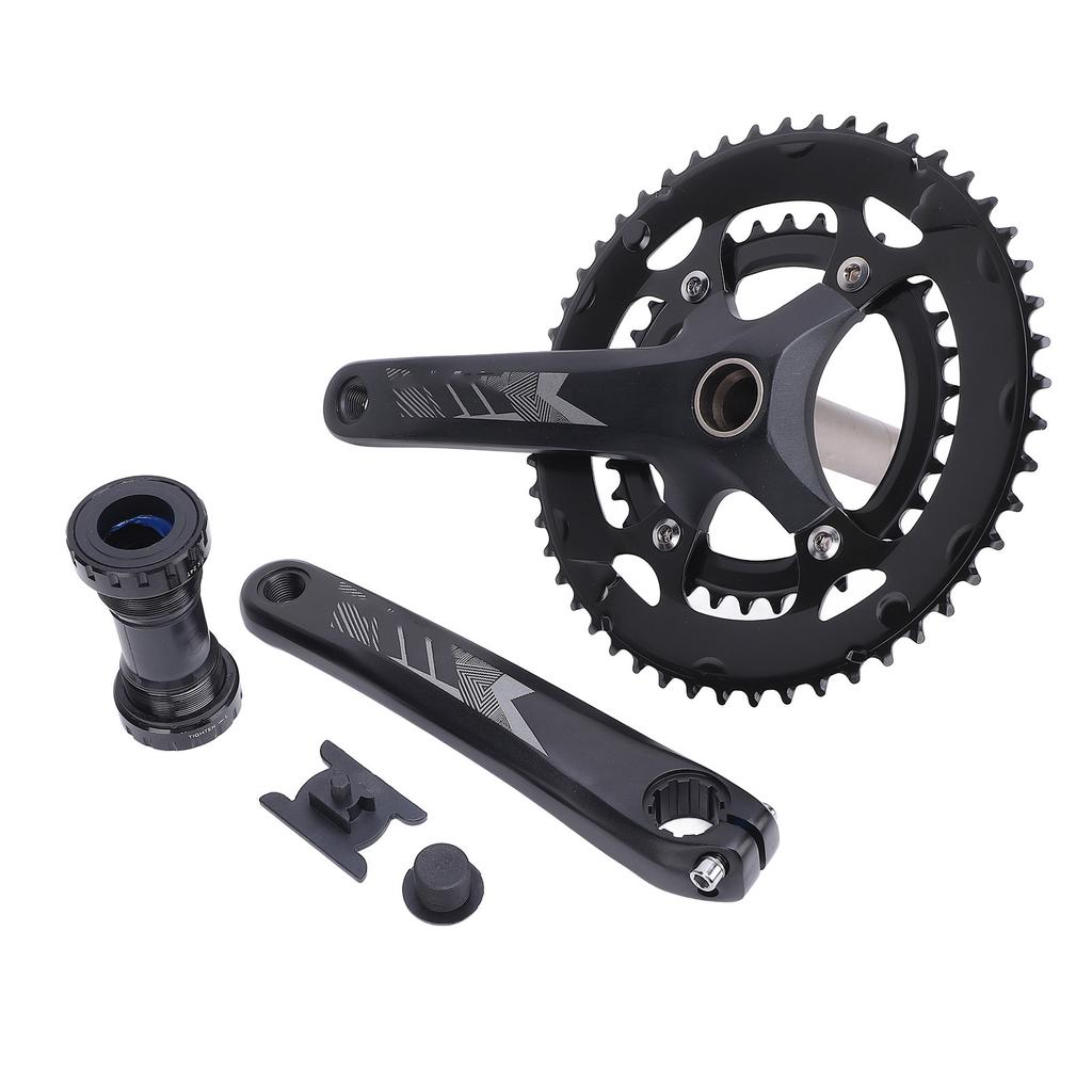 Cycle Crankset with 50T to 34T Chainring Aluminum Alloy Hollow Integrated Cycle Crank Arm Set for 9 Speed to 12 Speed