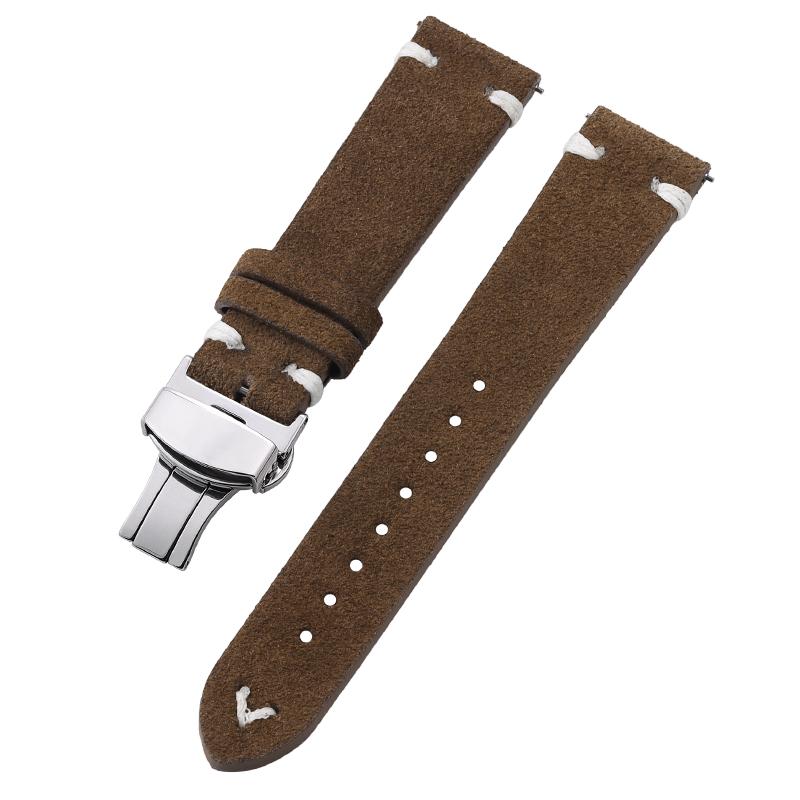 18mm 20mm 22mm Band High Quality Suede Cowhide Strap for Seiko Watchband Butterfly Buckle Wristband Vintage Bracelet Accessories