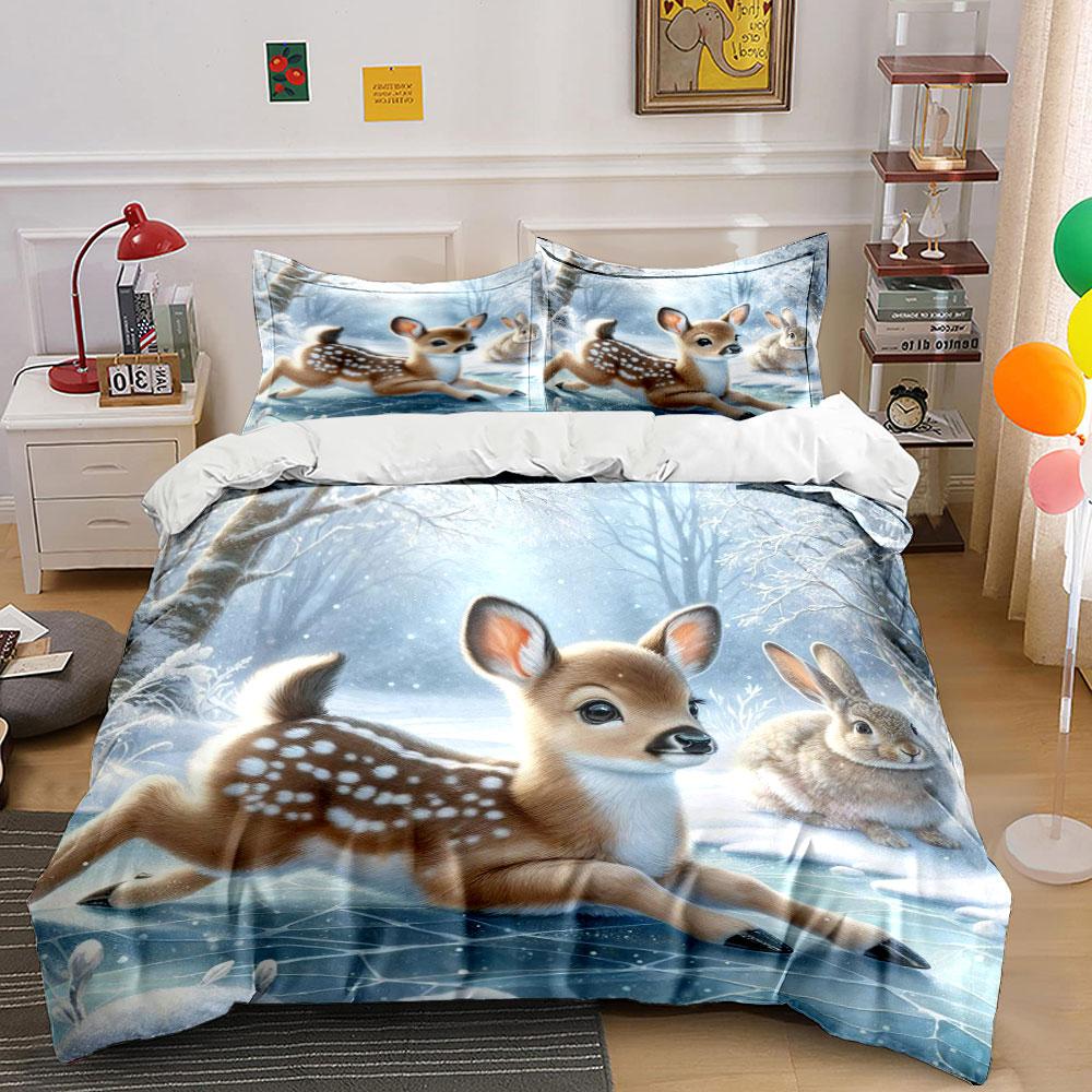 "Enchanting Winter Woodland Friends" Bedding Sets Duvet Covers Pillowcases(1* Duvet Cover 2* Pillowcases Without Duvet Insert)
