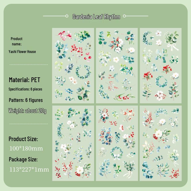 Yue Zhen Floral Retro Waterproof PET Die-cut Journal Stickers