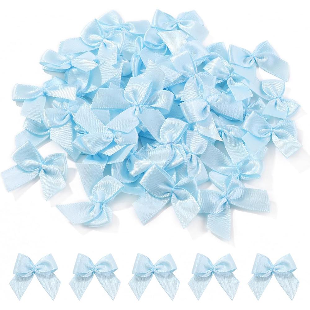 100Pcs/Set Polychrome Satin Bows Patches Applique Mini Bow Tie DIY Clothes Sewing Decoration