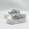 Thick bottom heightening bag head half slippers women's 2025 summer new Velcro mesh breathable casual Mary Jane sandals