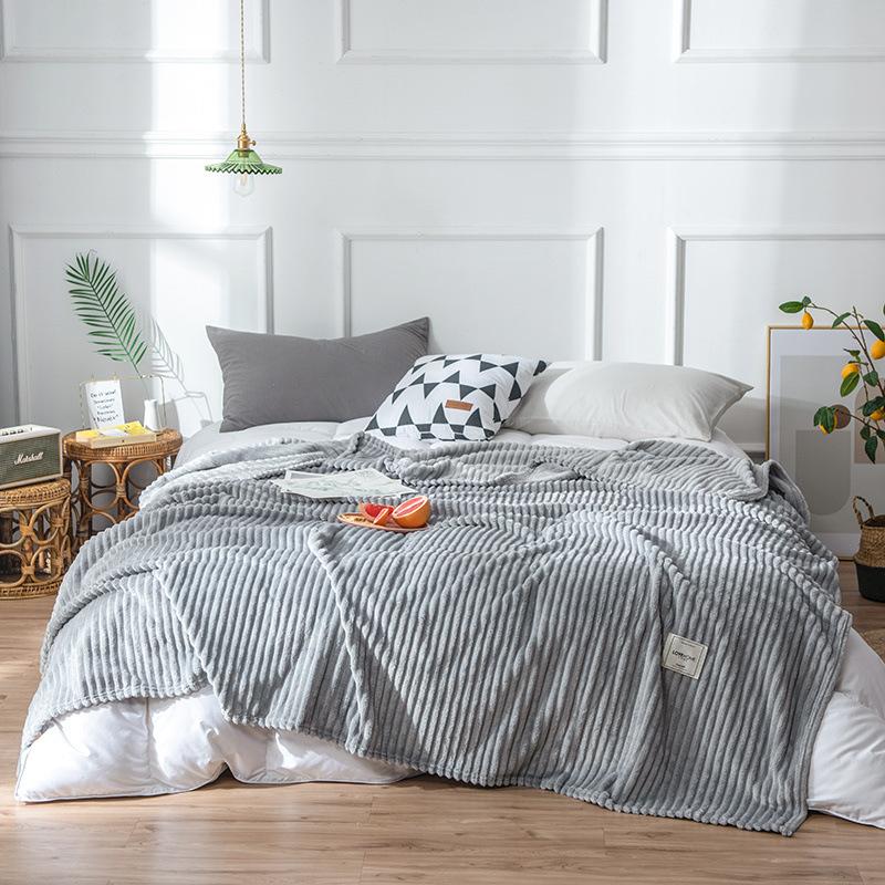 Solid Color Blanket Striped Blanket Coral Fleece Blanket Flannel Blanket Air Conditioning Blanket Nap Blanket Furry Blanket Small Blanket
