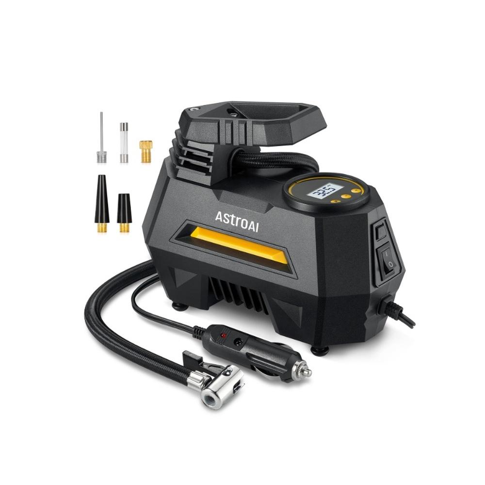 

Tyre Inflator Air Compressor 12V Portable Electric Car Tyre Pump with Tyre Pressure Gauge Auto-Stop Air Pump with Valve Adaptors and LED Light Car Ac